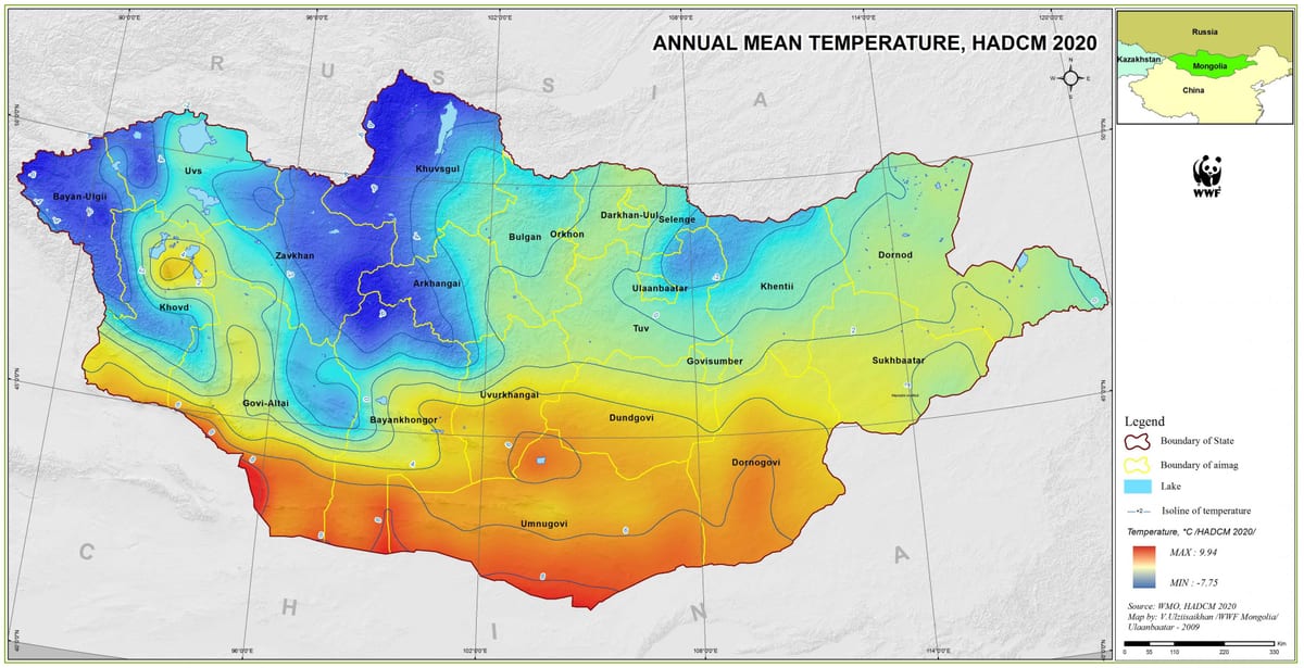 แผนที่ของมองโกเลียสภาพอากาศ