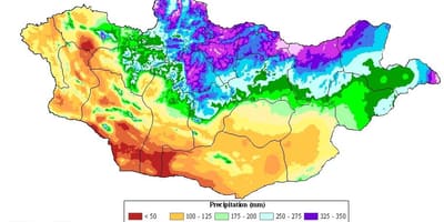 แผนที่ของมองโกเลียนแปความหนาแน่น