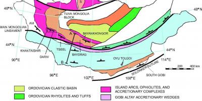 แผนที่ของ geological นแผนที่ของมองโกเลีย name